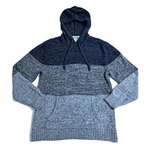 Urban Pipeline Men's Large Knit Hoodie Pullover Sweatshirt Blue Gray Colorblock